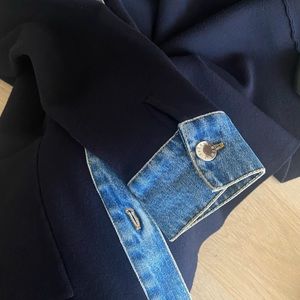 Sandro Oversized knitted and stretch-denim jacket